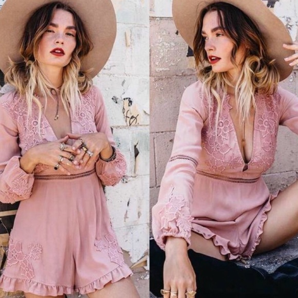 {for love and lemons} dusty pink romper - Picture 3 of 4